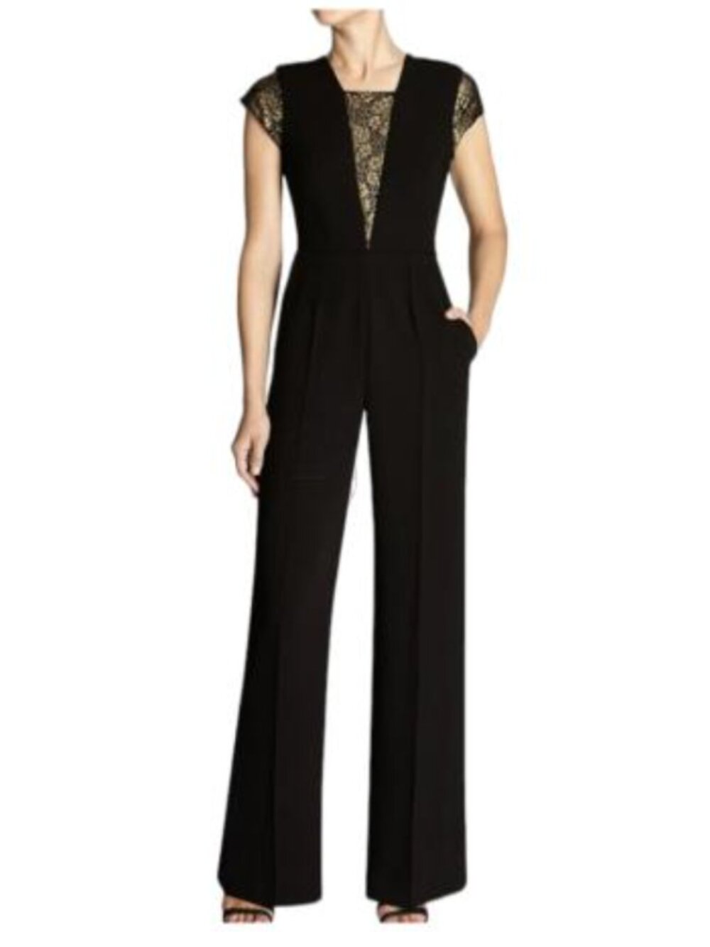 🖤 Karen Millen Black Lace Detail Jumpsuit – Size 4